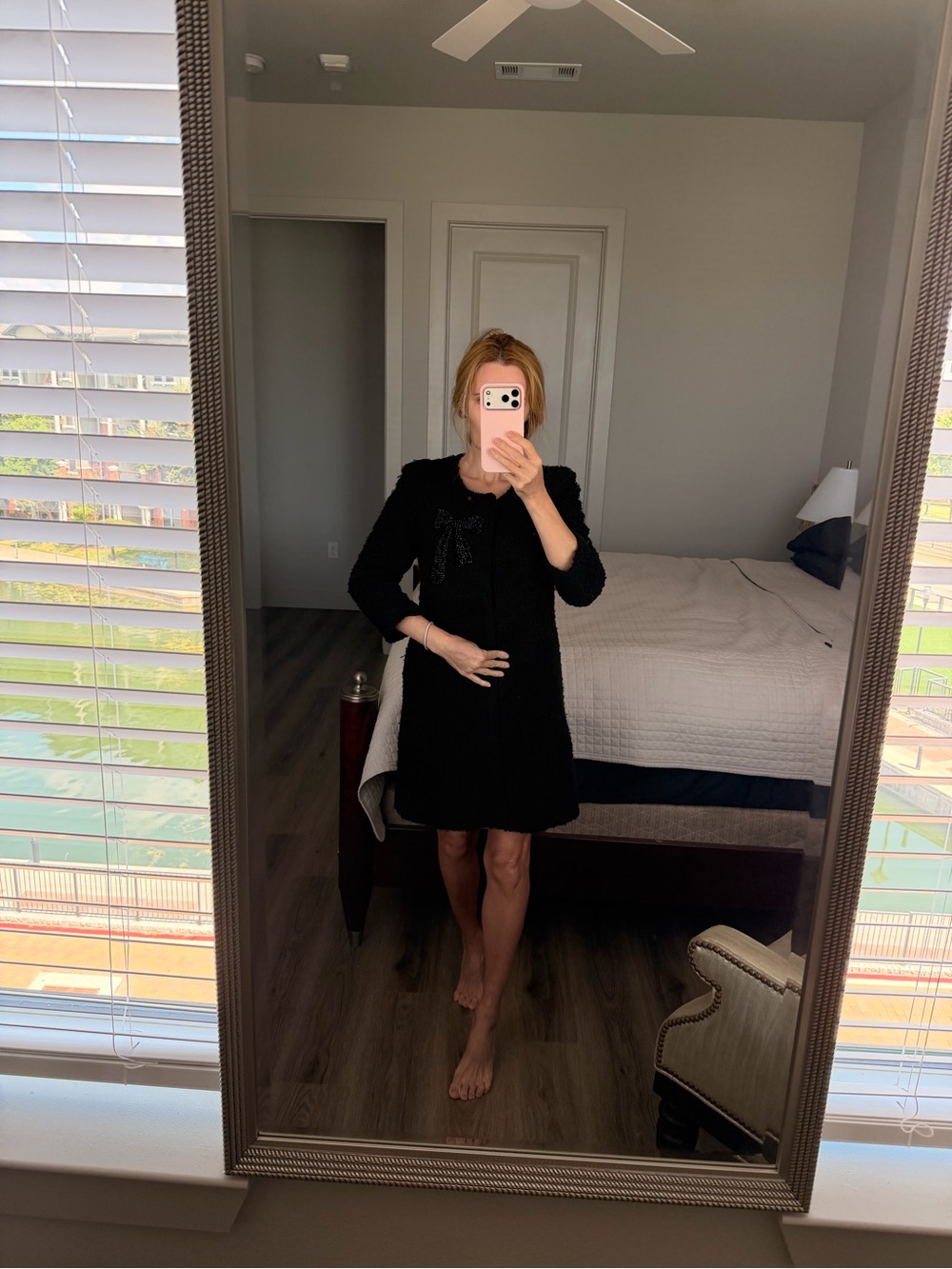 Classic Black Long-Sleeve Shift Coat